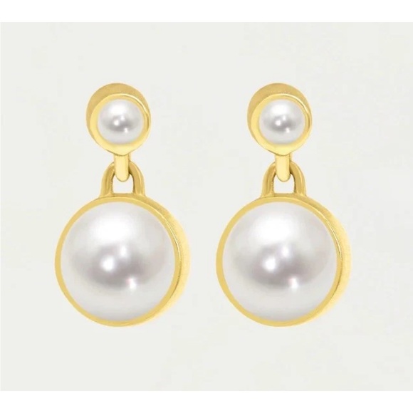 Dean Davidson Jewelry - DEAN DAVIDSON Signature Droplet Earrings 22K Gold Plate Freshwater Pearl EUC!